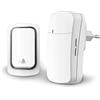 Clixde Campanello senza batteria - Campanello senza batteria (cinetico), ricevitore per presa europea, impermeabile per esterno, indicatore LED, 38 suonerie, volume 0-50 dB, portata fino a 150 m