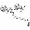 Schläfer 3460110 | Rubinetto a Muro per Lavello Cucina, Lavatoio Lavanderia e Lavabo Bagno, con Manopole Stile Antico e Canna Girevole Universale a S 200mm, Finitura Cromata
