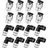 HAXIHA 16Pcs Raccordi a gomito e diritti combinati 6MM OD tubo x 1/4 di pollice filettatura PC6-N2+PL6-N2,90 Gradi Spingere in CollegAmento Raccordo Pneumatico,Raccordi Pneumatici a Innesto Rapido