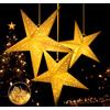 HOUISM 3 Paralumi a Forma di Stella di Carta Natale, Illuminati, Stelle di Carta, Colore Bianco, Decorazione Natalizia per Interni, da Appendere, 3D, Decorazione per Finestre, Diametro 50/40/30 cm