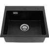 Zoobotanica Lavello da cucina in quarzite, lavabo da incasso, profondità 7,3/7,9 pollici, può essere installato indipendentemente, nascosto o sottostato, nero 50 x 45 cm