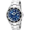Invicta Pro Diver - Orologio da uomo in acciaio inossidabile con movimento al quarzo - 43 mm, Blu / Argento
