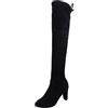 OBiQuzz Stivali sopra il ginocchio, da donna, in pelle scamosciata, per equitazione, con tacco alto, da donna, al ginocchio, antiscivolo, colore nero, taglia 36-43, Nero , 38 EU