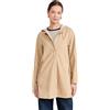RAINS Giacca donna, modello A-line W, linea a trapezio, svasa verso l'orlo, cappuccio con coulisse, chiusura frontale con bottoni automatici, tasche laterali, orlo arrotondato, colore Sand Gi