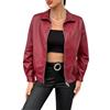 shownicer Donna Giacca Similpelle Donna Giubbino Giacche Ecopelle Biker Jacket Bomber Giacche Faux Leather Jacket Bikers Finta Pelle Sintetica Primaverile e Autunnale Giacca Corto A Rosso S