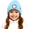 ATNKE Bambini LED Illuminato Berretto Cappello,USB Ricaricabile 4 LED Corsa Cappello Lampada Torcia Mani Invernale Calda Pile Foderato Lavorato Beanie Regali per Ragazzi e Ragazze/Light Blue