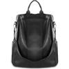 FuninCrea Zaino antifurto da donna grande con tracolla rimovibile e maniglia, casual, borsa a tracolla in ecopelle, borsa da donna, grande capacità, zaini da donna, Nero , Mittelgroße