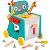 Janod - Carrellino Robot Brico'Kids - Set Bricolage per Bambini - 38 Accessori + 3 Utensili - Gioco di Imitazione - Sviluppa Le Abilità Fino-Motorie - dai 18 Mesi, J06456