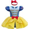MYRISAM Vestito da Principessa Biancaneve Pagliaccetto per Bimba Bambina Costume di Carnevale Halloween Cosplay Compleanno Body Festa Natale Abiti con Archetto 3-6 mesi