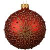 BAUBLE GLASS MATT FLOWER WITH LINES RED