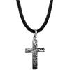 Kuzzoi Collana da uomo in pelle, con ciondolo a forma di croce, in argento sterling 925 massiccio, catena intrecciata in pelle bovina di colore nero, spessore di 5,5 mm, collana esclusiva da uomo con