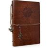 Joy & Inspiration Taccuino A5 in Pelle PU con Carta Kraft Ricaricabile Vintage Refillable per Notebook Diario di Viaggio, Bound Beautiful Travel Diary Ring Binder Sketchbook Vintage Notebook (A5 Brown)