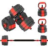SPORTNOW Set Pesi da Palestra 4 in 1 da 30kg Totali in Plastica e Sabbia, Set Manubri Regolabili Utilizzabile come Kettlebell, Manubri, Bilanciere e Supporto per Flessioni, Rosso