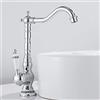 Keyohome Miscelatore lavabo retro maniglie in ceramica girevole a 360°, Rubinetto cucina antica in ottone cromato con beccuccio alto, Rubinetto caldo e freddo per bagno (Chrome)