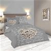 MAQUE Copripiumino Matrimoniale 240x220 Grigio Set Copri Piumino Cuore Biancheria da Letto Microfibra Morbido Reversibile Copripiumino 2 Federa 50x80 cm