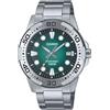 Casio MTD-140D-3AVDF - Orologio da uomo standard analogico quadrante verde, acciaio inossidabile, WR 100M, bracciale in acciaio, data