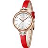 CIVO Orologio Donna Sottile Cinturino Pelle Minimalisti Impermeabile Abito Classico Elegante Analogici Casual Ragazze da Donna Rosso