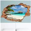 Ambiance Sticker Adesivo Effetto 3D| Stickers Palme su Isola Tropicale - Decorazione murale camere e soggiorni 60 x 90 cm