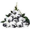 DuHouse 10 rose finte fiori di seta artificiali fiori di rosa finto fiore lunghi steli bouquet per organizzare matrimoni centrotavola festa casa decorazione cucina (nero bianco)