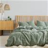 The Tangerine Store Set copripiumino in 100% puro lino, traspirante e termoregolante, fatto a mano, di lusso, colore: verde salvia, per letto matrimoniale (standard USA), 223,5 x 228,6 cm