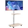VEVOR Supporto TV con Rotelle per Schermo da 812,8-1778 mm Carico max. 40 kg, Carrello Porta TV Rotazione Sinistra-Destra 25° Supporto Altezza Regolabile con Ripiano max. 600 x 400 mm