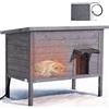 VEVOR Cuccia Riscaldata per Gatti, Rifugio Isolato Impermeabile in Legno da Esterno, con Cuscinetto Riscaldante, Porta a Battente e Tetto Apribile in Asfalto per 1-3 Gatti, 87 x 53,5 x 69 cm