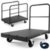 VEVOR Carrello per Cartongesso, Carico 816 kg, Carrello per Pannelli in Acciaio con Ruote Girevoli da 12,5 mm, con Piattaforma da 91,4 x 61 cm con 3 Corrimano Laterali per Fabbrica, Garage, Nero