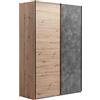 Composad | Armadio della Linea LAFABRICA, Armadio a 2 Ante Scorrevoli, Camera da Letto, (LxAxP) 150x223x67 cm, Colore Rovere Oak Mielato e Grigio Tadao, Made in Italy