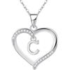 Cosie Lily Donna Ciondolo Cuore Collana con Iniziale A-Z, Argento 925 Femmina 26 Lettera Personalizzate Collane Bambina Regalo Ragazze Fidanzata Amici Figlia Compleanno C