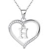 Cosie Lily Donna Ciondolo Cuore Collana con Iniziale A-Z, Argento 925 Femmina 26 Lettera Personalizzate Collane Bambina Regalo Ragazze Fidanzata Amici Figlia Compleanno H
