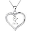 Cosie Lily Donna Ciondolo Cuore Collana con Iniziale A-Z, Argento 925 Femmina 26 Lettera Personalizzate Collane Bambina Regalo Ragazze Fidanzata Amici Figlia Compleanno K