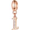 GLOWDAS Oro rosa Lettera I Charms Alfabeto Parola Beads -Autentico 925 Sterling Silver Initial I Dangle CZ Birthstone, fit Pandora Style Braccialetto Aperto, per Ragazze/Ragazzi/Independence Day Regali