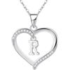 Cosie Lily Donna Ciondolo Cuore Collana con Iniziale A-Z, Argento 925 Femmina 26 Lettera Personalizzate Collane Bambina Regalo Ragazze Fidanzata Amici Figlia Compleanno R