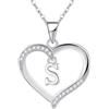 Cosie Lily Donna Ciondolo Cuore Collana con Iniziale A-Z, Argento 925 Femmina 26 Lettera Personalizzate Collane Bambina Regalo Ragazze Fidanzata Amici Figlia Compleanno S
