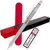 rOtring 600 portamine e custodia in velluto e 12 ricariche, 0,5 mm, corpo interamente in metallo, impugnatura zigrinata antiscivolo e fusto esagonale