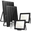 Wisdom Faro Led 120W Nero con pannello solare IP66 Bianco freddo 6500K Dimmerabile con telecomando e sensore crepuscolare confezione da 2pz Wisdom