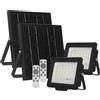 Wisdom Faro Led 60W Nero con pannello solare IP66 Bianco freddo 6500K Dimmerabile con telecomando e sensore crepuscolare confezione da 2pz Wisdom