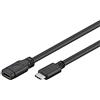 PremiumCord Cavo di Prolunga USB-C, Cavo Dati Superspeed USB 3.2 Generazione 1 Fino a 5 Gbit/s, Cavo di Ricarica da 60 W, Tipo C Femmina-Maschio, Nero, Lunghezza 2m