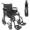 PEPE Mobility Sedia a Rotelle da Trasporto Pieghevole Leggera con Cintura (Seduta 46 cm), Telaio in Acciaio, Nero, Carrozzina Compatta per Disabili e Anziani