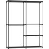 HOMCOM Armadio Guardaroba con 2 Aste e 4 Ripiani, in Tessuto non Tessuto, Plastica e Acciaio, 142x43x185 cm, Nero | Aosom Italy