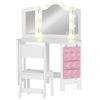 AIYAPLAY Set toeletta e sgabello per bambini, con luci LED bicolore, specchio triplo richiudibile, Bianco | Aosom Italy