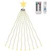 SALCAR Luci Albero di Natale con Stella, 2M 10 Fili USB Luci LED Natale per Albero con Anello con Telecomando, Impermeabile Luminarie Natalizie Cascata per Interno Esterno, Bianco Caldo