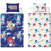 Character World Set copripiumino singolo ufficiale di Sonic the Hedgehog | Design liquido reversibile a 2 lati con federa coordinata | Set letto singolo per gaming blu con Tails e Knuckles