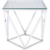 Kare Tavolino di design Cristallo, argento, tavolino da salotto, struttura in acciaio inox, piano in vetro di sicurezza ESG, 55 x 50 x 50 cm (A x L x P)