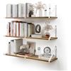 CASSA HOME DECOR CASSA ZENO Mensole a Sospensione da Parete Set di 3, 80cm x 20cm Libreria per Camera da Letto, Soggiorno, Ufficio, Bagno, Cucina Rustico in Legno con Staffa in Metallo (Naturale/Bianco)