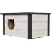 QLS Cuccia per gatti per esterni, resistente all'inverno, isolata, resistente alle intemperie, completamente isolata, in legno di cartone (bianco #E08578)