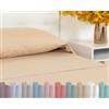 TRAMAS+ Completo Lenzuola Piazza e Mezza 140x200, 100% cotone, Biancheria da Letto, Lenzuola e 2 federa da letto, Certificata STANDARD 100 by OEKO-TEX - Beige Sabbia