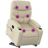 vidaXL Poltrona Alzapersona Elettrica Reclinabile Crema in Similpelle