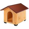 Ferplast DOMUS XL Casetta per Cani in Legno FSC - Tetto Apribile con Chiusura, Impermeabile & Anti-UV - Griglia Aerazione - Porta Antimorso in Alluminio - Piedi Isolanti - 121 x 78 x h 78,5 cm