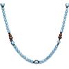 Tamashii Collana unisex collezione mudra. Gioiello realizzato con un cordino di cotone, elementi in metallo e agata di colore azzurro. Collana della lunghezza regolabile da a 45 a 60cm con p
